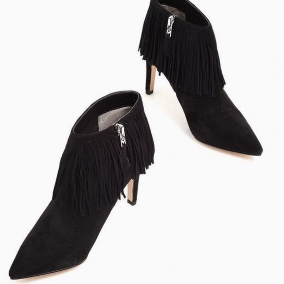 Sam Edelman black suede fringe bootie - Picture 1 of 4